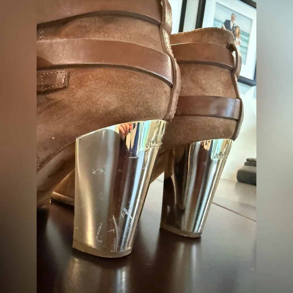 JIMMY CHOO Melba Suede Ankle Booties Size 37 - Picture 12 of 13